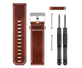 GARMIN BROWN LEATHER WATCH BAND STRAP FOR FENIX 3 QUATIX D2 TACTIX 010-12168-12