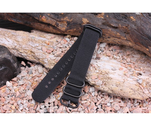 FOR Garmin FORERUNNER 920XT WATCH BAND BLACK 24MM NYLON 5-RING STRAP