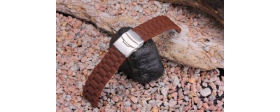 24MM Garmin FORERUNNER 920XT BROWN SILICONE RUBBER DEPLOYMENT WATCH STRAP BAND